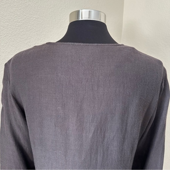 Eileen Fisher Chocolate Brown Linen Blend Button Up Lightweight Shirt Blazer - Picture 7 of 10